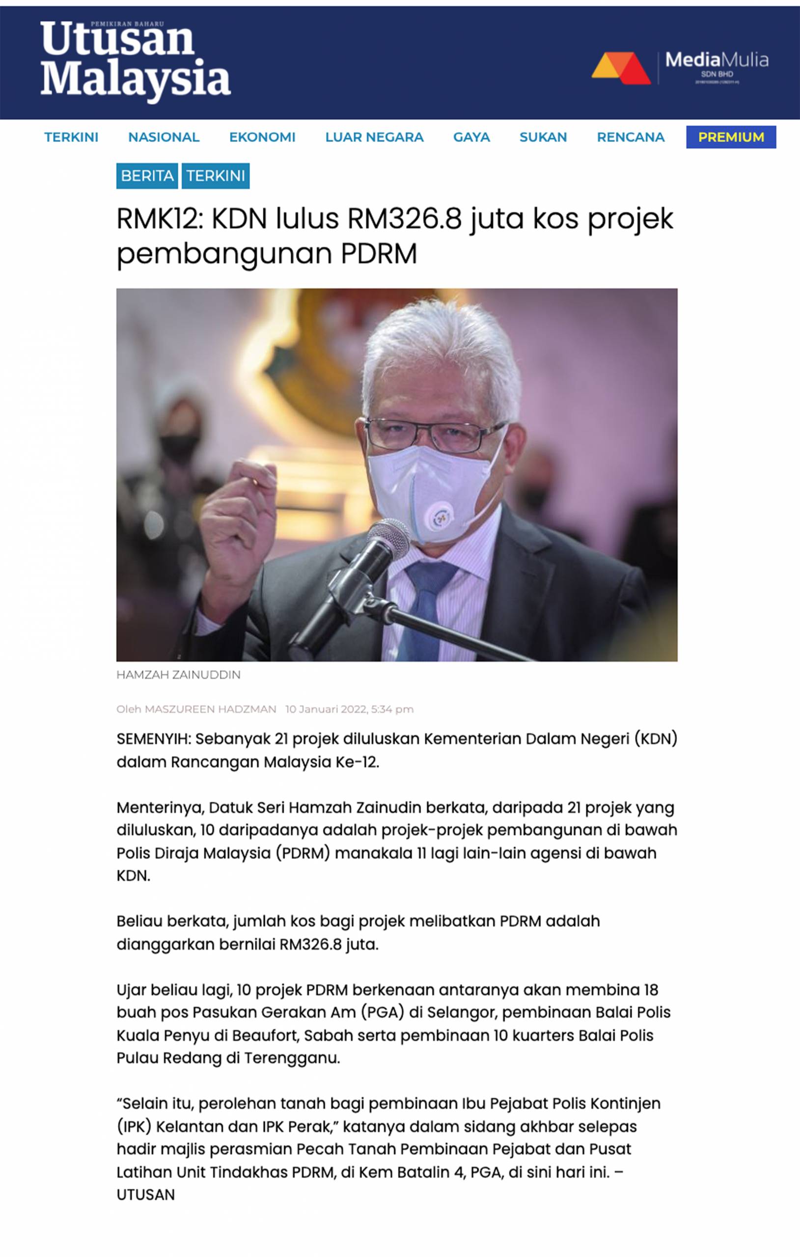 Cop Kdn KDN Approved Land Requisition For Perak Police Contingent Headquarters ...